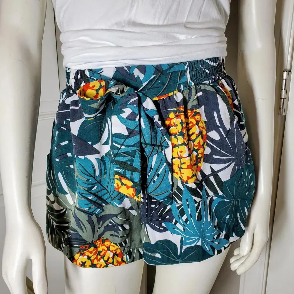 Breeze Ever Aloha Island Lightweight Paperbag Shorts Women's Size Small NWOT